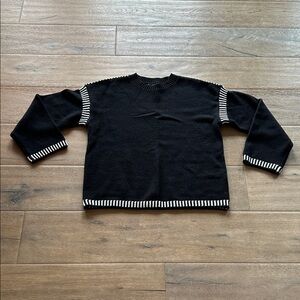 Stylish Black and White Crewneck Sweater